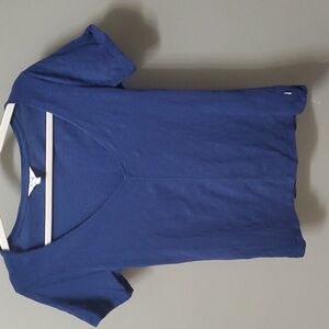 Kite Top 100% Organic Cotton Womens Size 4 Blue Short Sleeve 100% Cotton V-neck